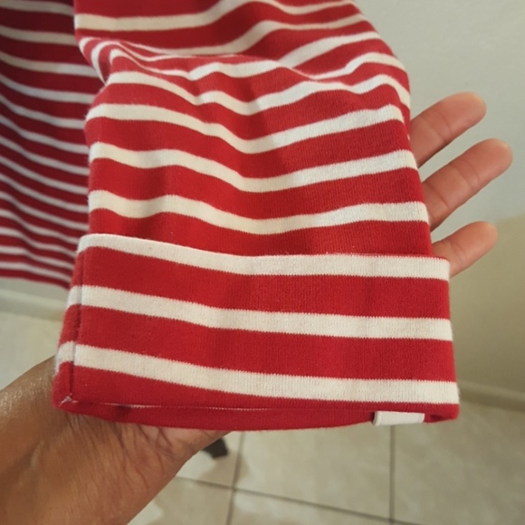 Red and white striped button down shirt. - Picture 4 of 8